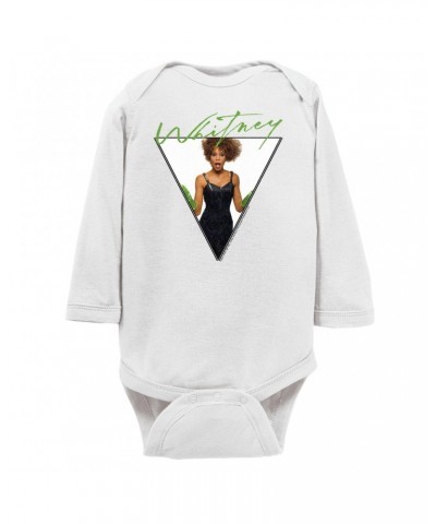 Whitney Houston Long Sleeve Bodysuit | 1987 Green Glove Photo Triangle Design Bodysuit $6.47 Shirts