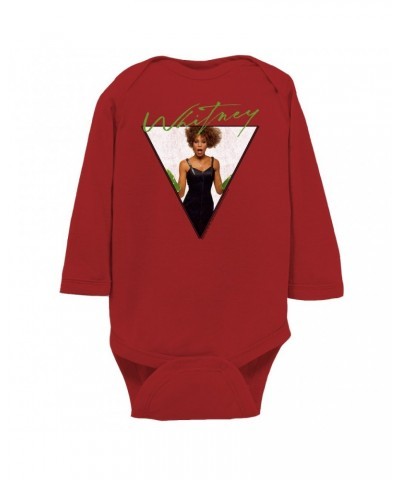 Whitney Houston Long Sleeve Bodysuit | 1987 Green Glove Photo Triangle Design Bodysuit $6.47 Shirts