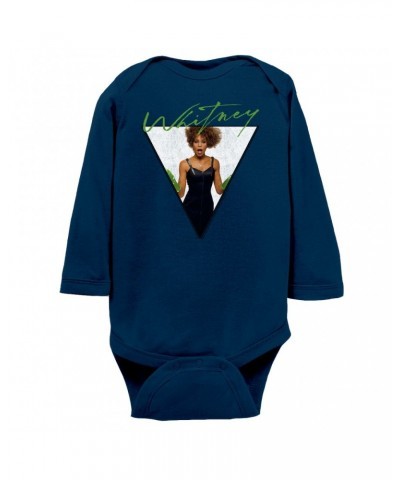 Whitney Houston Long Sleeve Bodysuit | 1987 Green Glove Photo Triangle Design Bodysuit $6.47 Shirts