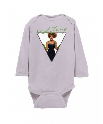 Whitney Houston Long Sleeve Bodysuit | 1987 Green Glove Photo Triangle Design Bodysuit $6.47 Shirts