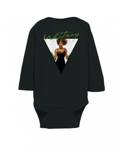 Whitney Houston Long Sleeve Bodysuit | 1987 Green Glove Photo Triangle Design Bodysuit $6.47 Shirts