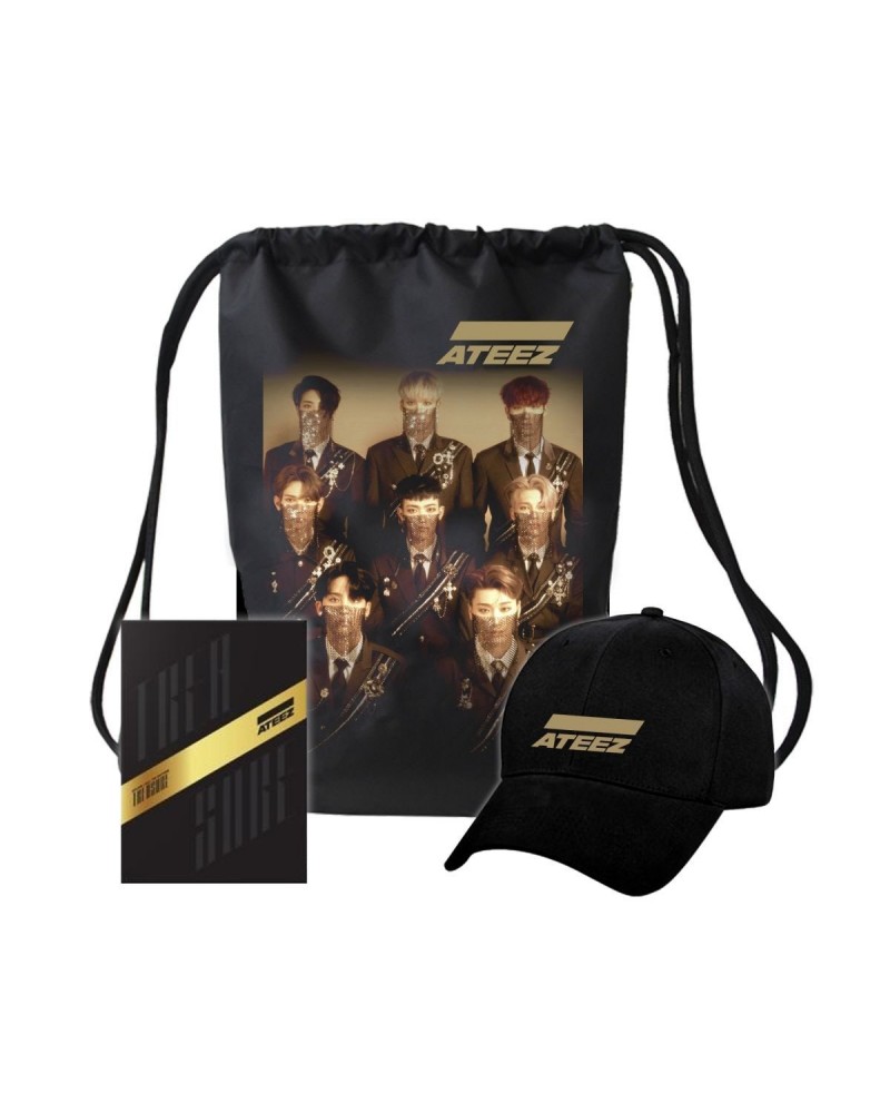 ATEEZ Treasure A Ver. Package Black Edition & Golden Logo Hat & Bag $7.99 Hats