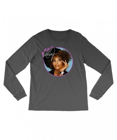 Whitney Houston Long Sleeve Shirt | Whitney Signature Album Photo Pink Image Shirt $10.99 Shirts