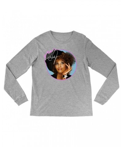 Whitney Houston Long Sleeve Shirt | Whitney Signature Album Photo Pink Image Shirt $10.99 Shirts