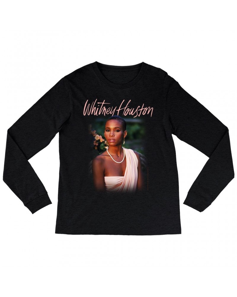 Whitney Houston Heather Long Sleeve Shirt | 1985 Album Cover Design Shirt $5.39 Shirts