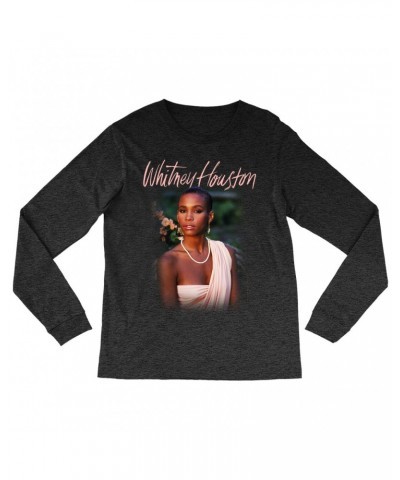 Whitney Houston Heather Long Sleeve Shirt | 1985 Album Cover Design Shirt $5.39 Shirts