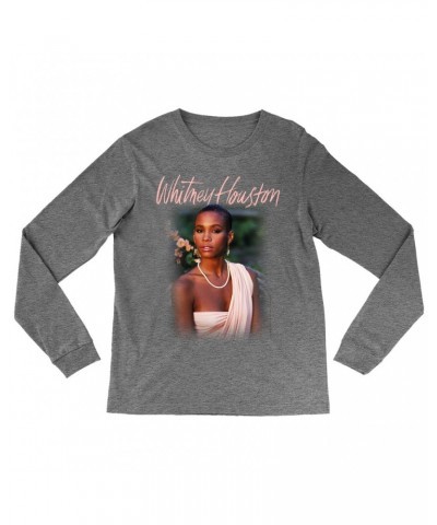 Whitney Houston Heather Long Sleeve Shirt | 1985 Album Cover Design Shirt $5.39 Shirts