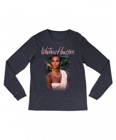 Whitney Houston Heather Long Sleeve Shirt | 1985 Album Cover Design Shirt $5.39 Shirts