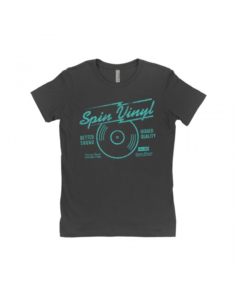 Music Life Ladies' Boyfriend T-Shirt | Spin Vinyl Shirt $7.19 Shirts