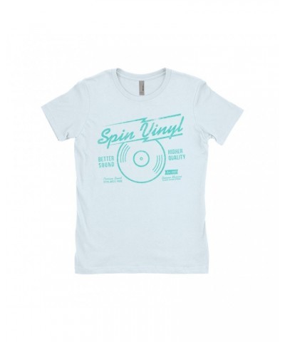 Music Life Ladies' Boyfriend T-Shirt | Spin Vinyl Shirt $7.19 Shirts