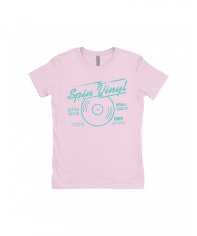 Music Life Ladies' Boyfriend T-Shirt | Spin Vinyl Shirt $7.19 Shirts