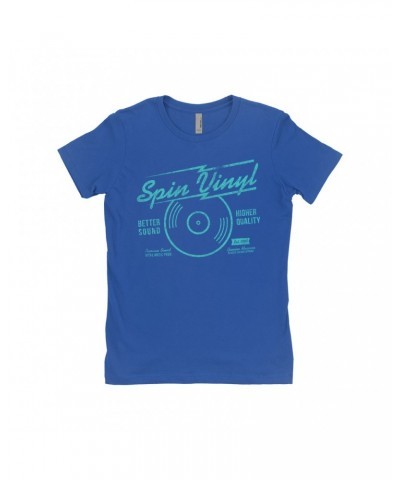 Music Life Ladies' Boyfriend T-Shirt | Spin Vinyl Shirt $7.19 Shirts