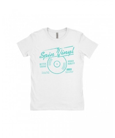 Music Life Ladies' Boyfriend T-Shirt | Spin Vinyl Shirt $7.19 Shirts