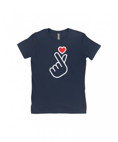 Music Life Ladies' Boyfriend T-Shirt | Kpop Finger Heart Design Shirt $4.17 Shirts