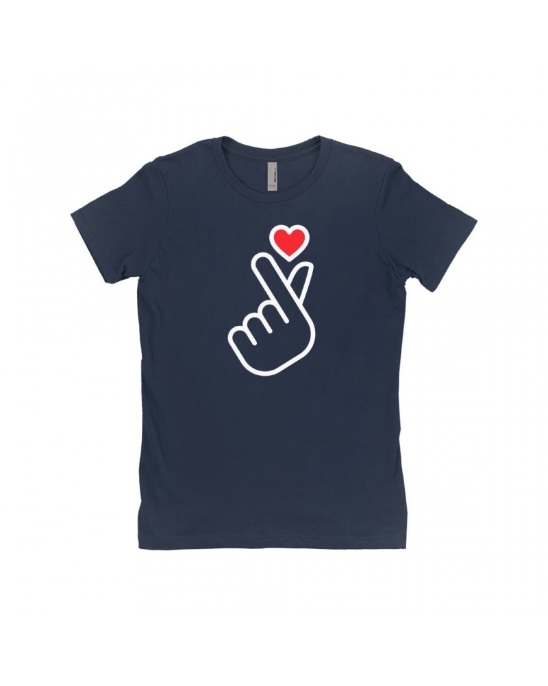 Music Life Ladies' Boyfriend T-Shirt | Kpop Finger Heart Design Shirt $4.17 Shirts