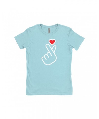 Music Life Ladies' Boyfriend T-Shirt | Kpop Finger Heart Design Shirt $4.17 Shirts