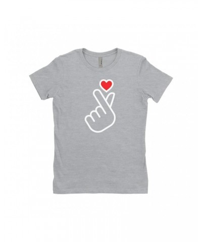 Music Life Ladies' Boyfriend T-Shirt | Kpop Finger Heart Design Shirt $4.17 Shirts