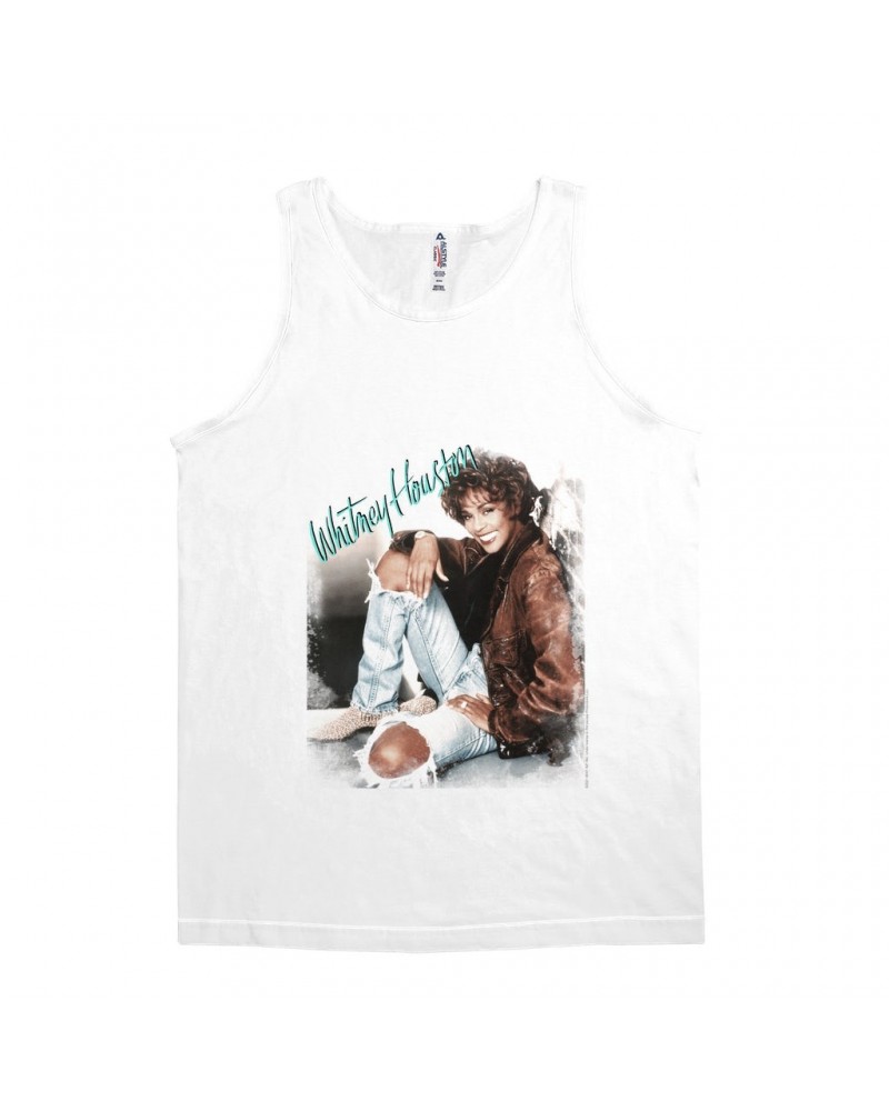 Whitney Houston Unisex Tank Top | All The Man That I Need Single Photo Distressed Shirt $11.39 Shirts