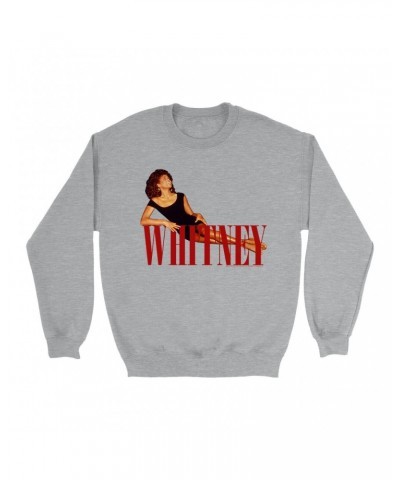 Whitney Houston Sweatshirt | Whitney Laying On Logo Red Sweatshirt $13.79 Sweatshirts