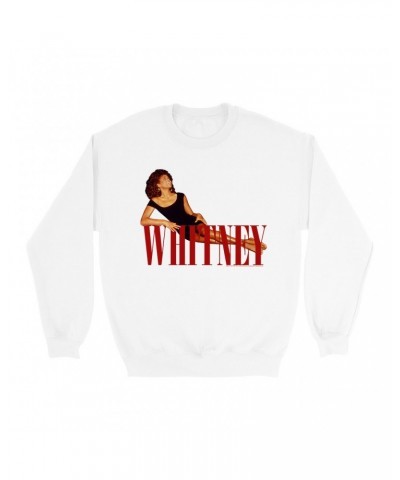 Whitney Houston Sweatshirt | Whitney Laying On Logo Red Sweatshirt $13.79 Sweatshirts