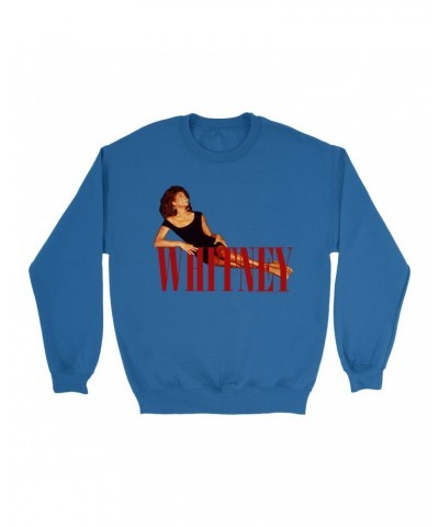 Whitney Houston Sweatshirt | Whitney Laying On Logo Red Sweatshirt $13.79 Sweatshirts