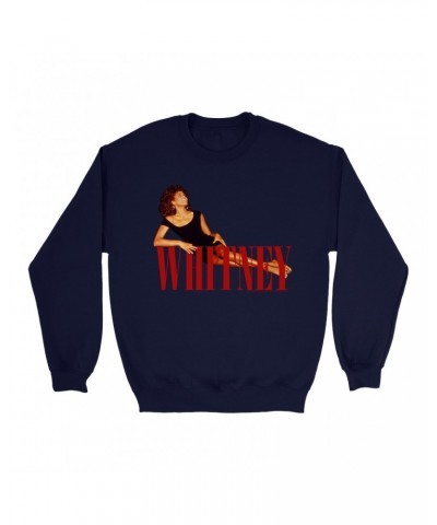 Whitney Houston Sweatshirt | Whitney Laying On Logo Red Sweatshirt $13.79 Sweatshirts