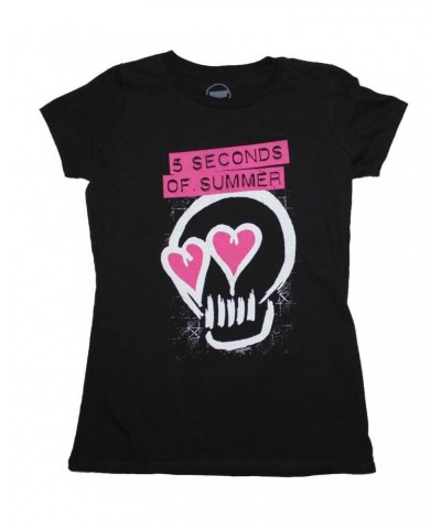 5 Seconds of Summer T Shirt | 5 Seconds of Summer Pink Heartskull Junior's T-Shirt $7.88 Shirts