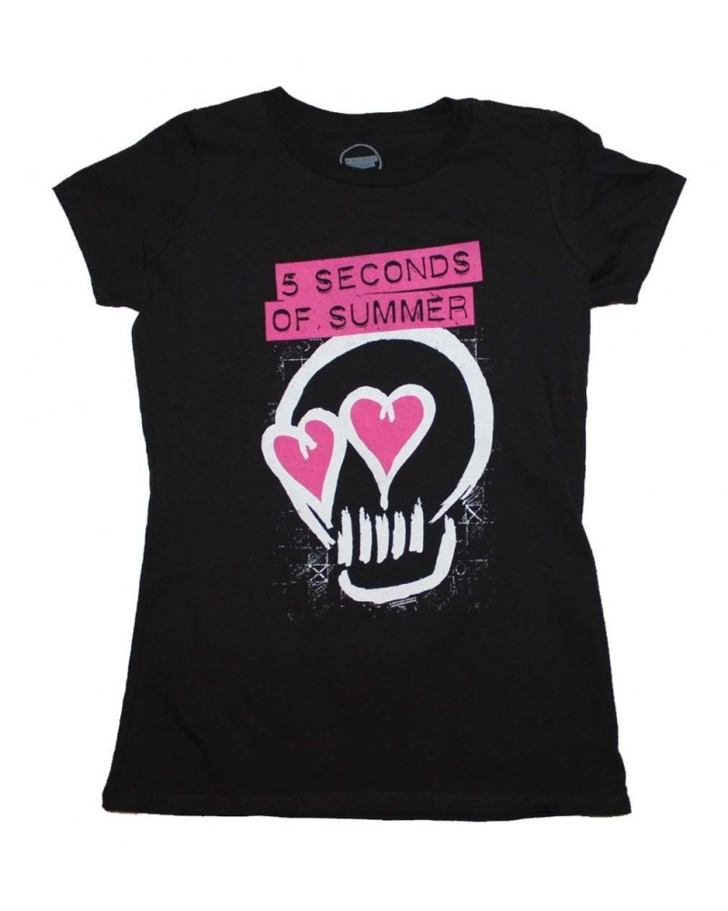 5 Seconds of Summer T Shirt | 5 Seconds of Summer Pink Heartskull Junior's T-Shirt $7.88 Shirts