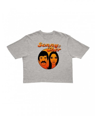 Sonny & Cher Ladies' Crop Tee | Comedy Hour Illustration And Logo Ombre Crop T-shirt $14.39 Shirts