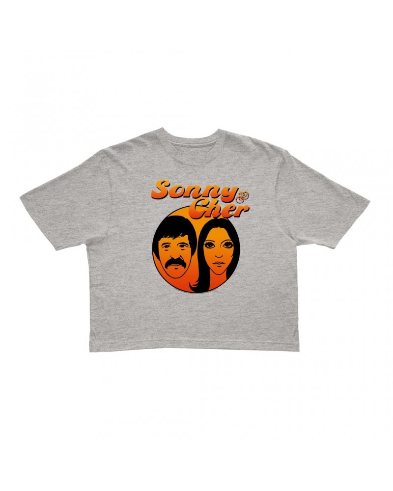 Sonny & Cher Ladies' Crop Tee | Comedy Hour Illustration And Logo Ombre Crop T-shirt $14.39 Shirts