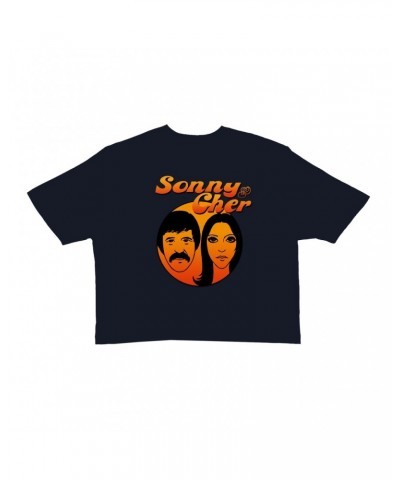 Sonny & Cher Ladies' Crop Tee | Comedy Hour Illustration And Logo Ombre Crop T-shirt $14.39 Shirts