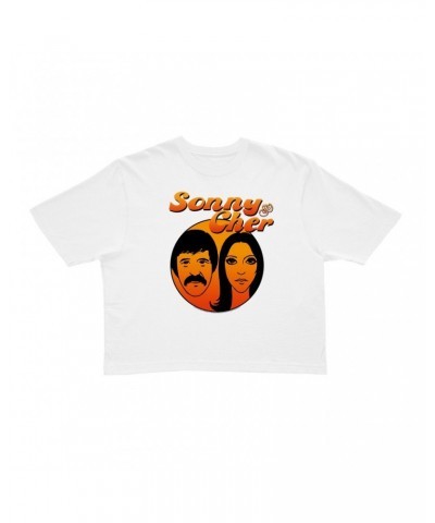 Sonny & Cher Ladies' Crop Tee | Comedy Hour Illustration And Logo Ombre Crop T-shirt $14.39 Shirts