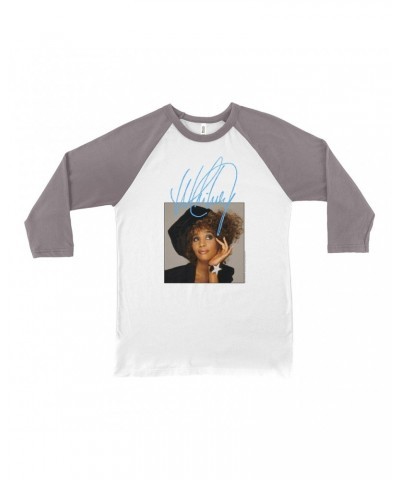 Whitney Houston 3/4 Sleeve Baseball Tee | Whitney Star Photoshoot With True Blue Signature Shirt $5.27 Shirts