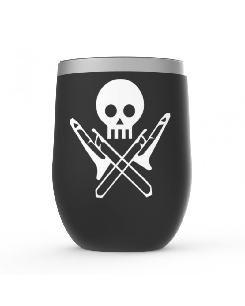 Music Life Wine Tumbler | Skull And Trombones Stemless Wine Tumbler $12.05 Drinkware