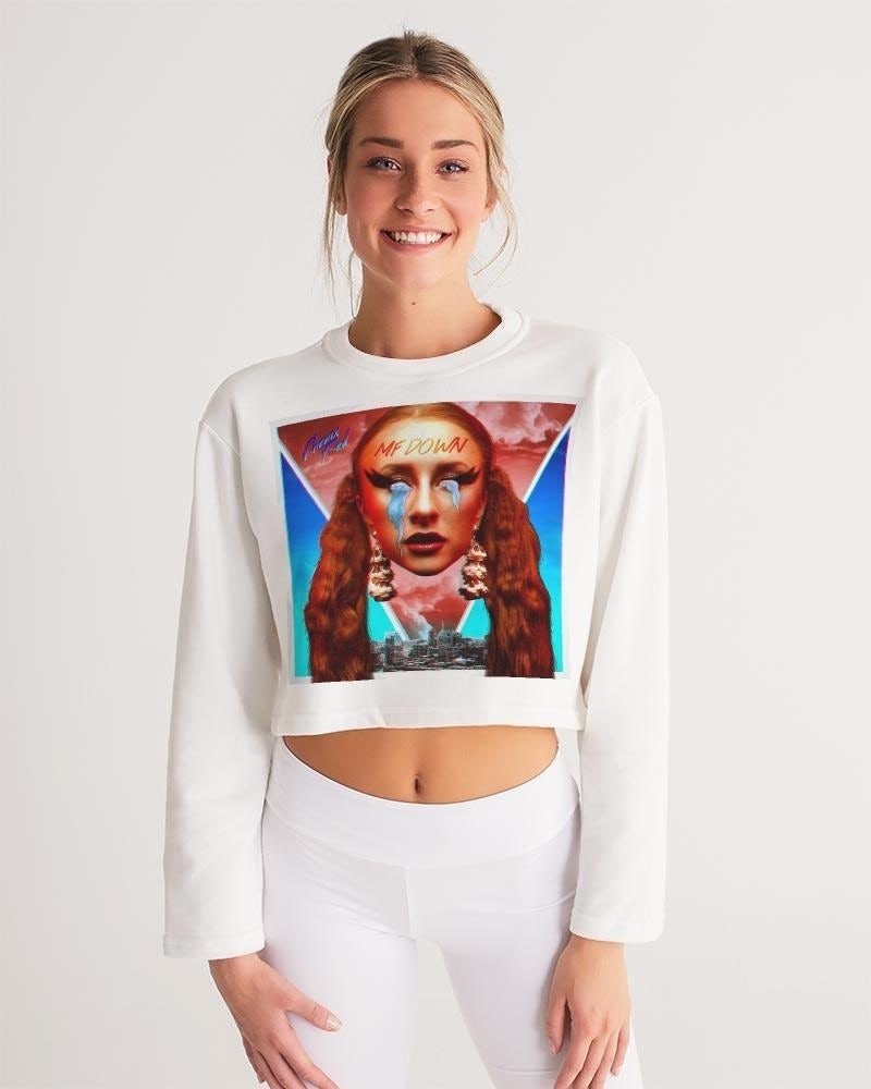 Phenix Red MF DOWN - Women's Cropped Sweatshirt $6.35 Sweatshirts