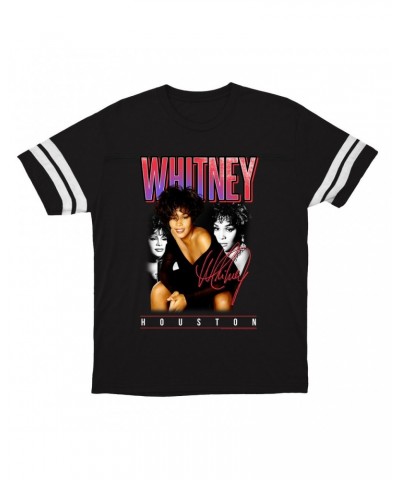 Whitney Houston T-Shirt | Triple Red Purple Collage Football Shirt $8.18 Shirts