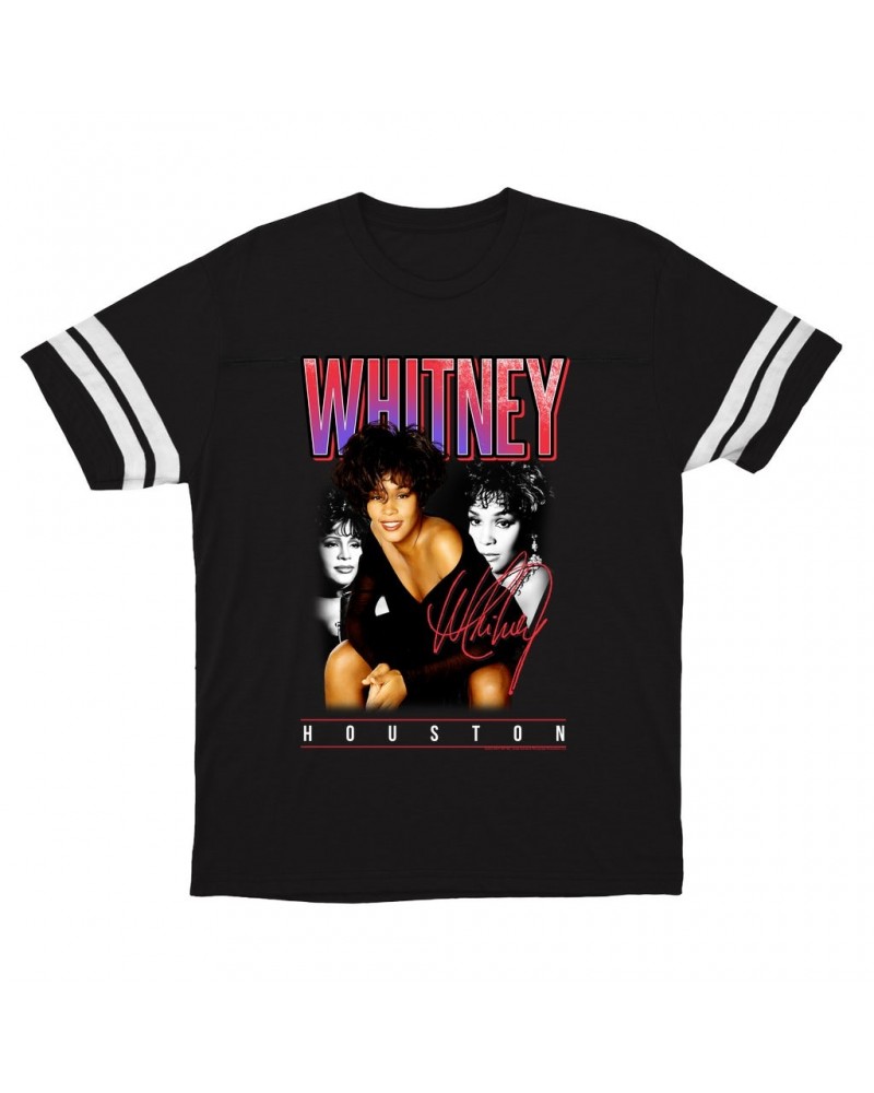 Whitney Houston T-Shirt | Triple Red Purple Collage Football Shirt $8.18 Shirts