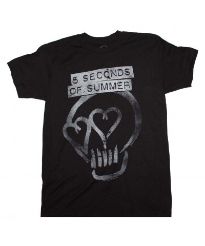 5 Seconds of Summer T Shirt | 5 Seconds of Summer Silver Print Heartskull T-Shirt $12.82 Shirts