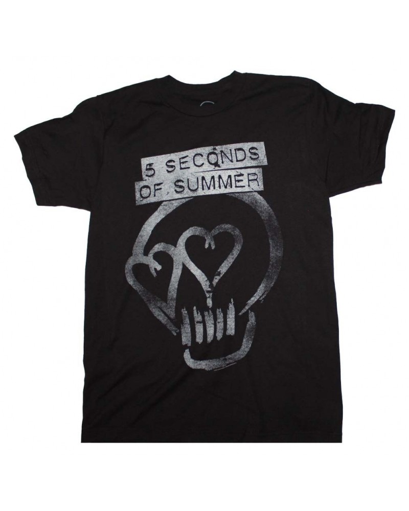 5 Seconds of Summer T Shirt | 5 Seconds of Summer Silver Print Heartskull T-Shirt $12.82 Shirts