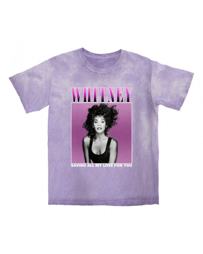 Whitney Houston T-shirt | Saving All My Love For You Ombre Purple Design Color Blast Shirt $9.16 Shirts